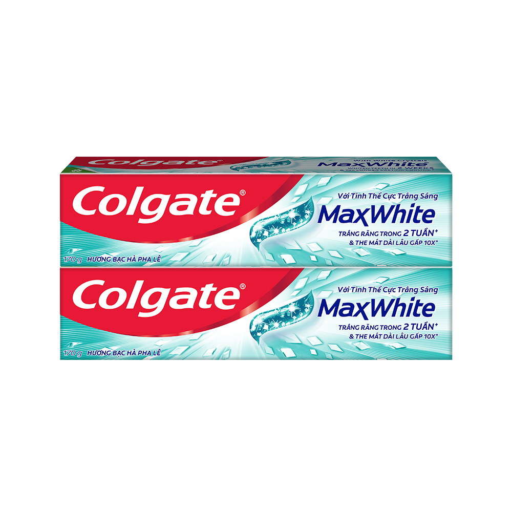 Bộ 2 Kem đánh răng Colgate MaxWhite tinh thể the mát, làm trắng răng trong 2 tuần