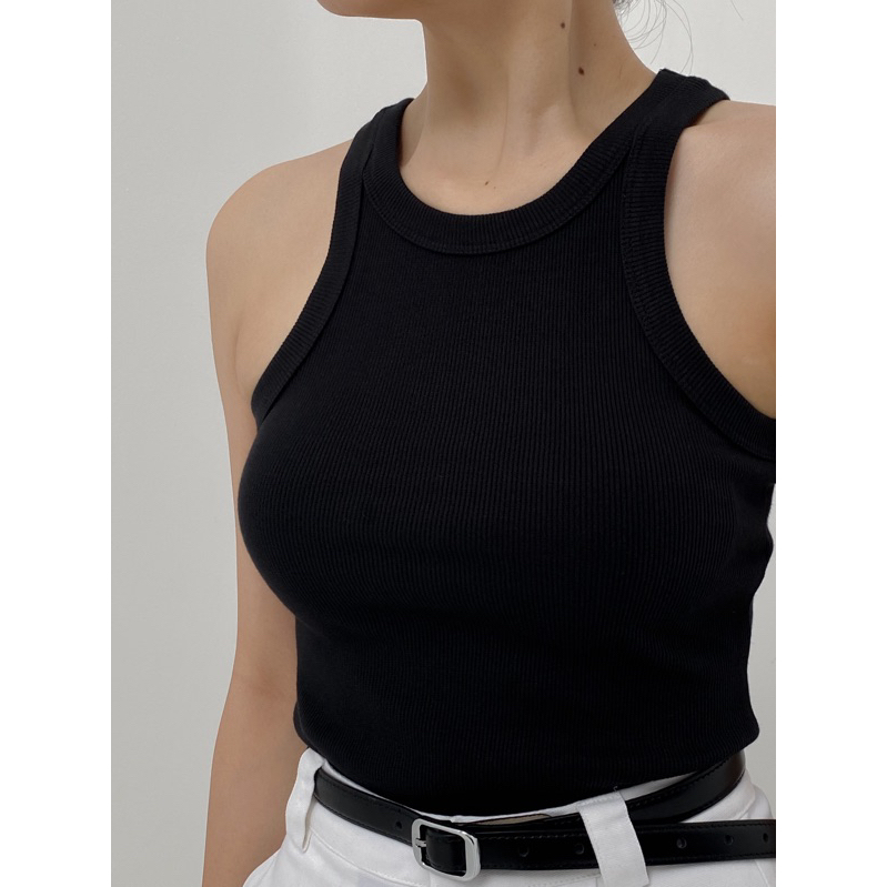 idée Áo croptop ba lỗ nữ ôm cổ tròn vải thun cotton gân