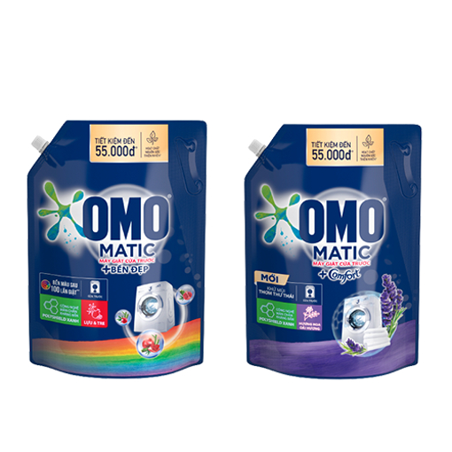 Nước giặt Omo matic cửa trên - cửa trước túi 2.0kg - 3.6kg