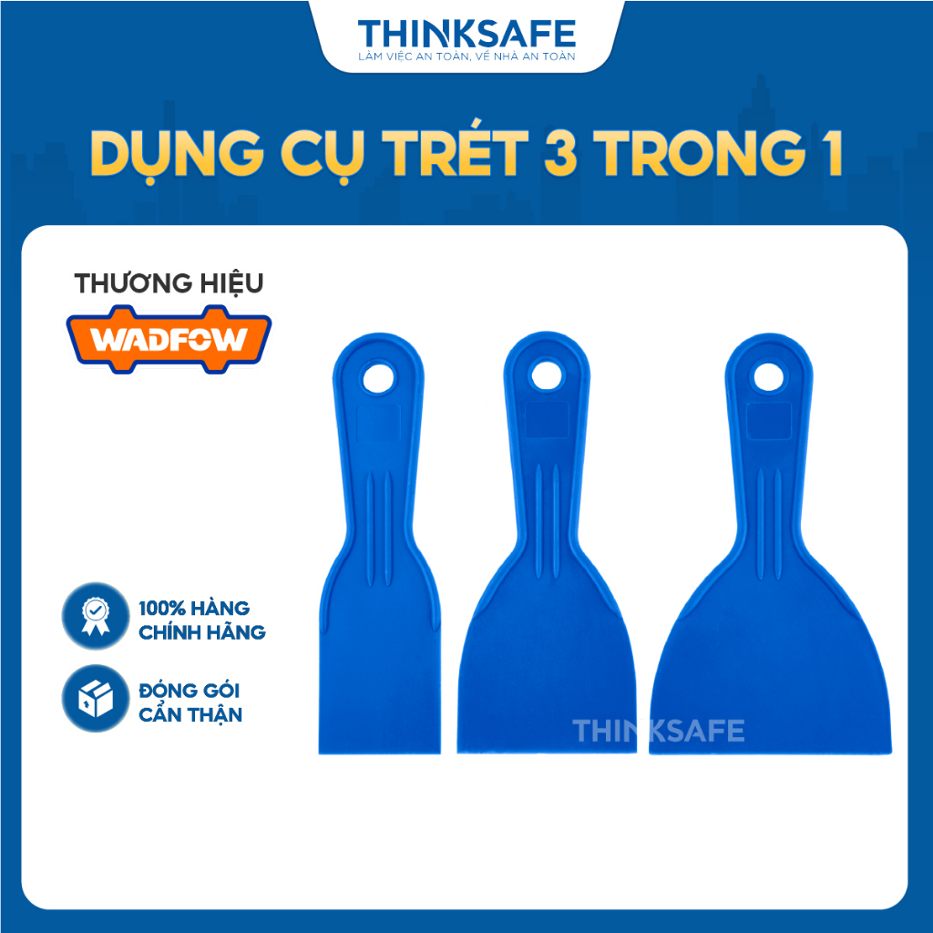 Bộ dụng cụ trét nhựa 3 trong 1 Wadfow WPT3133 kích thước 50mm 75mm 100mm chất liệu nhưa PP dụng cụ cầm tay chính hãng