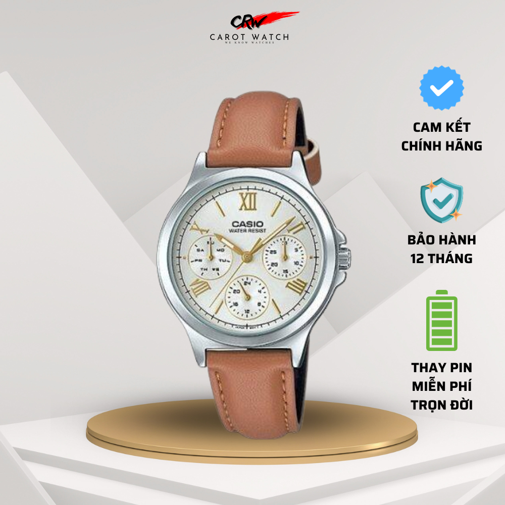 ĐỒNG HỒ NỮ CASIO LTP V300L 7A2 DÂY DA CHỐNG NƯỚC