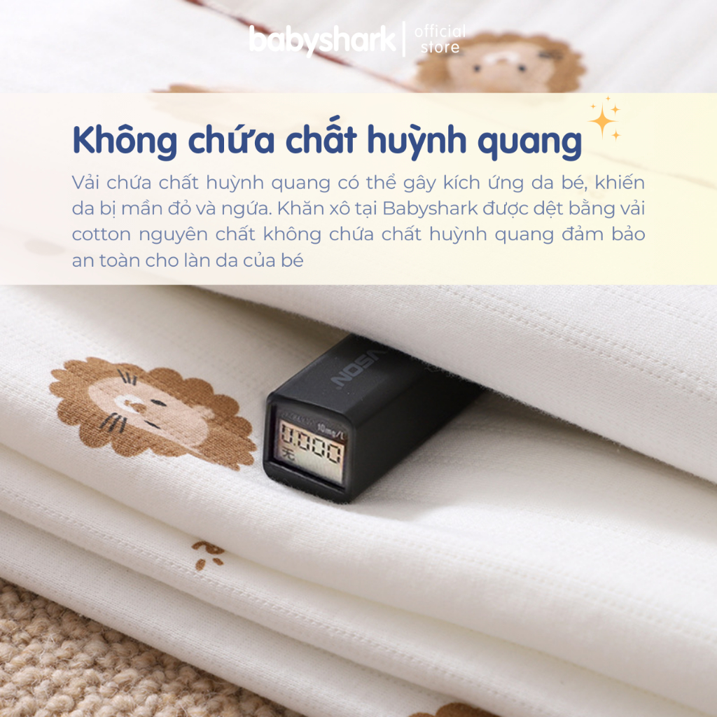 Khăn quấn cho bé sơ sinh Babyshark 3 lớp chần bông phong cách Hàn Quốc mềm mại, giúp bé ngủ ngon thu đông 85x85cm