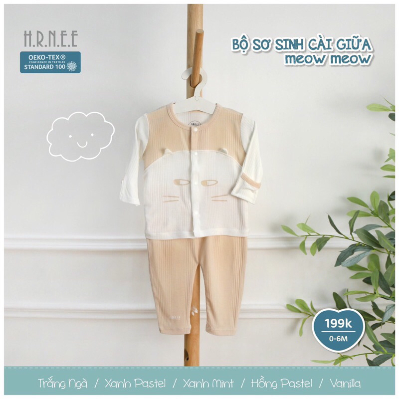 BỘ SƠ SINH CÀI GIỮA MEOW MEOW