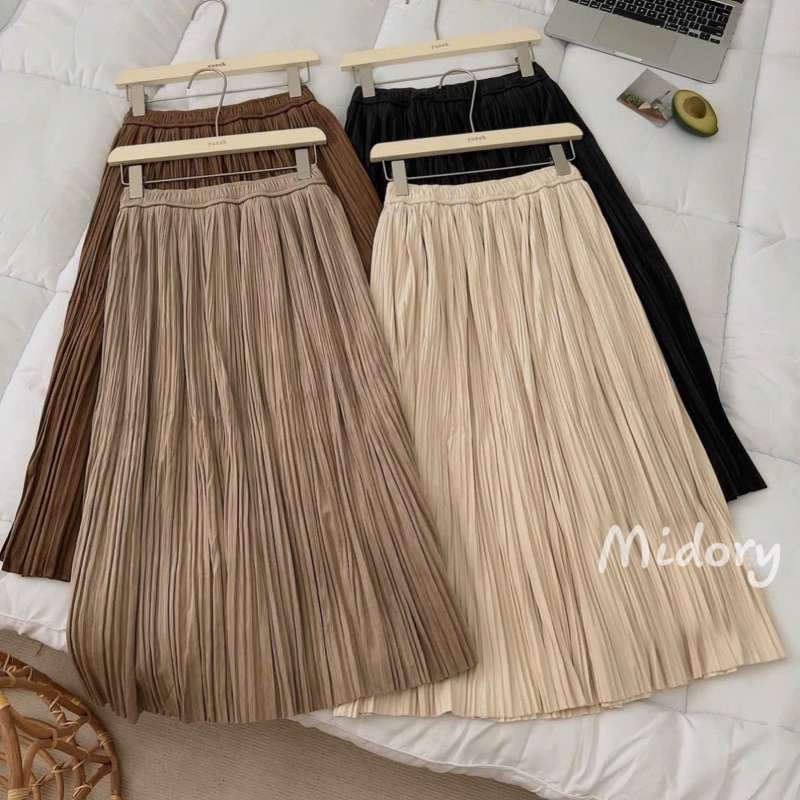 Chân váy nhung dập ly