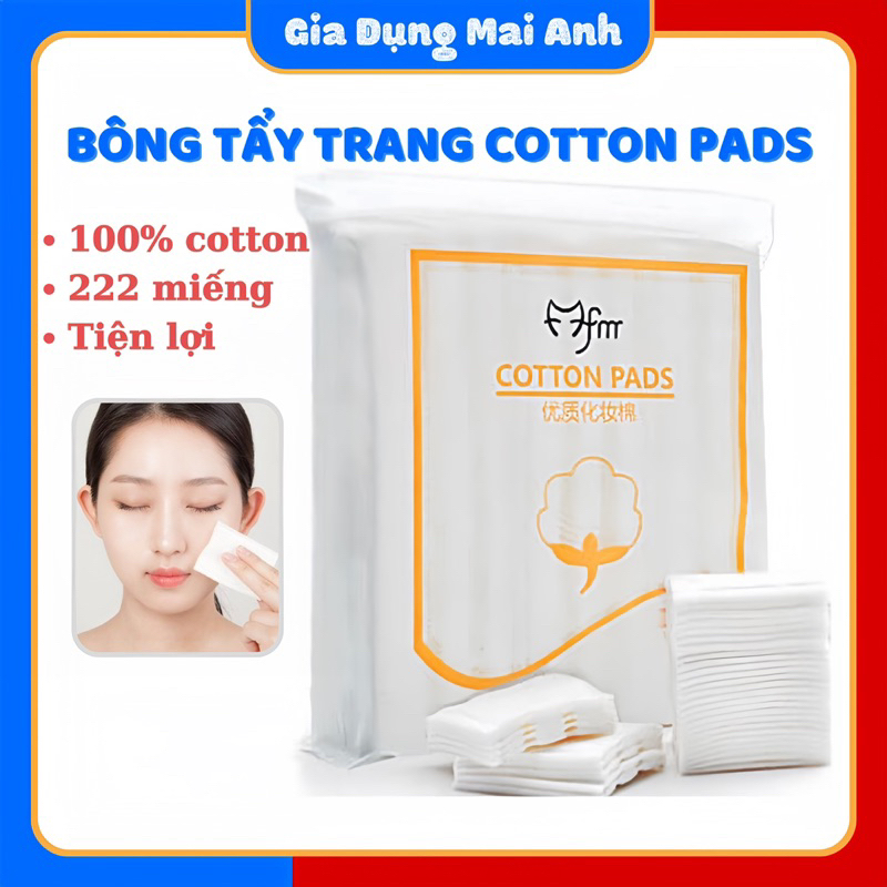 Bông tẩy trang COTTON PADS, bông tẩy trang 3 lớp, 1 bịch 222 miếng xài siêu tiện lợi.