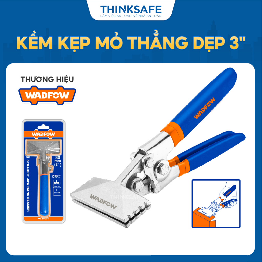 Kềm kẹp mỏ thẳng dẹp 3 inch Wadfow WZB8001 dài 210mm tay cầm mềm thoải mái dùng uốn bẻ tol loại mũi thẳng - Thinksafe