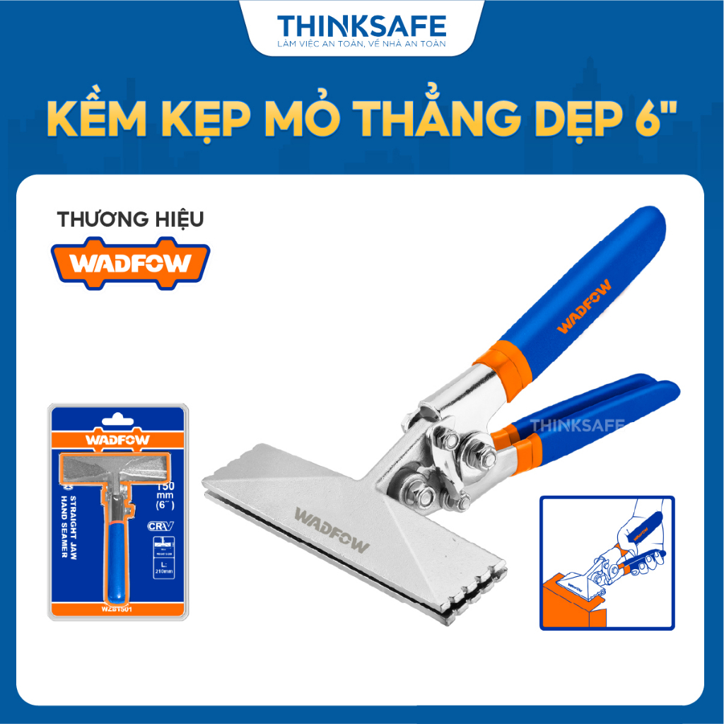 Kềm kẹp mỏ thẳng dẹp 6 inch Wadfow WZB1501 dài 210mm chất liệu thép hợp kim cao cấp tay cầm mềm thoải mái - Thinksafe