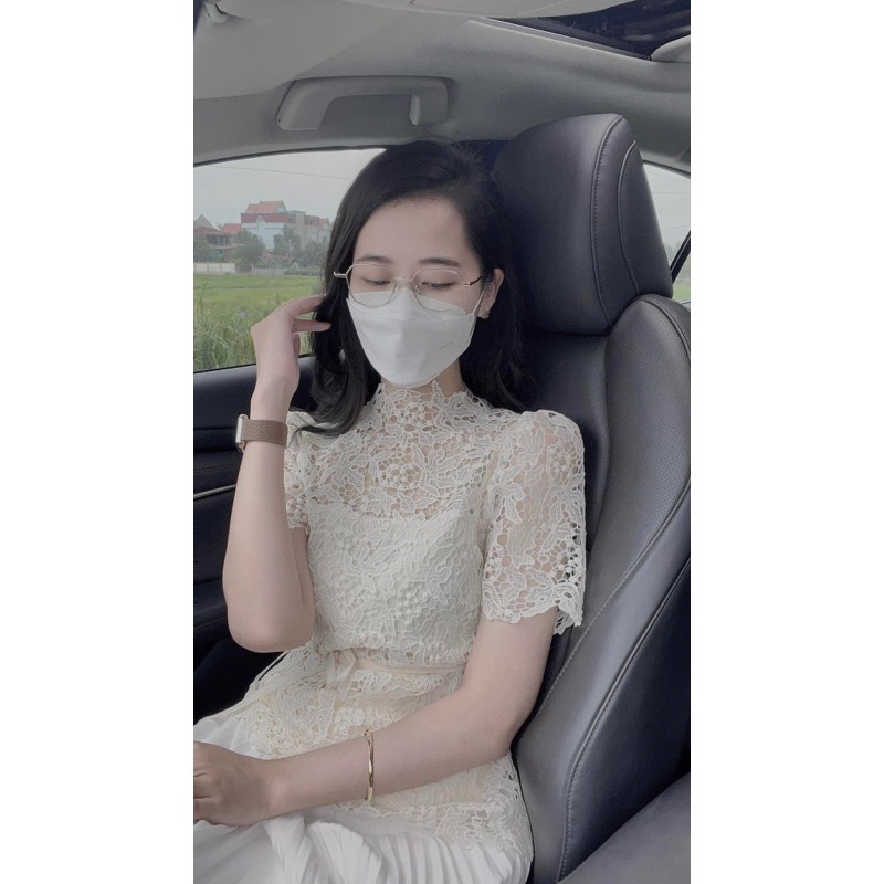 Áo ren lá nho hoa eo