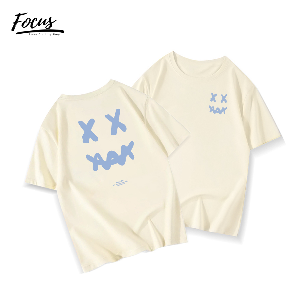 FOCUS local brand fashion quả mơ áo thun nữ trơn unisex áo phông bigsize levents 100%cotton