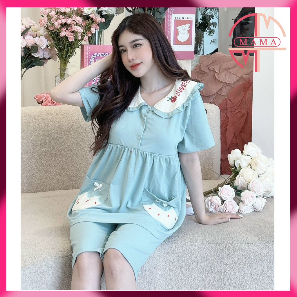 Bộ bầu - bộ sau sinh ( Qủa Dâu-WEET - Lửng ) chất liệu cotton - kiểu mới thời trang
