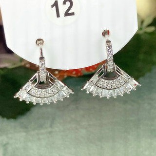 Bông tai bạc ý xi kim số 12, đá cz