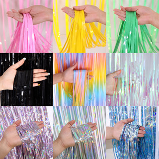 Rèm nhựa nilong dài 2m ngang 1m đủ màu trơn, ombre, hologram óng anh trang trí tiệc, phông nền