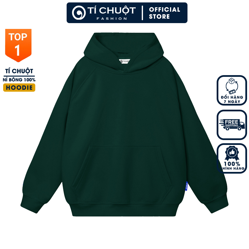 Áo hoodie trơn nam nữ màu rêu ulzzang nỉ bông, Áo khoác nỉ unisex form rộng - Tí Chuột Studio