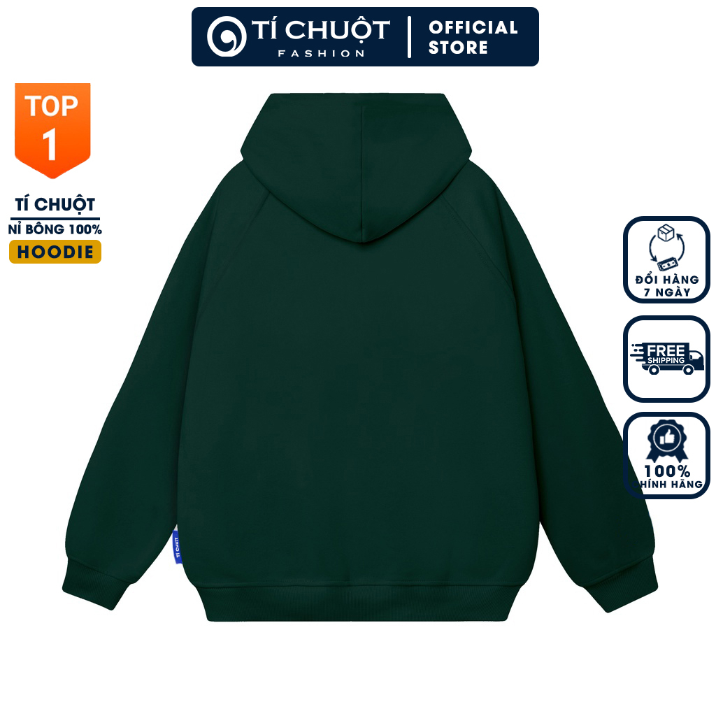 Áo hoodie trơn nam nữ màu rêu ulzzang nỉ bông, Áo khoác nỉ unisex form rộng - Tí Chuột Studio