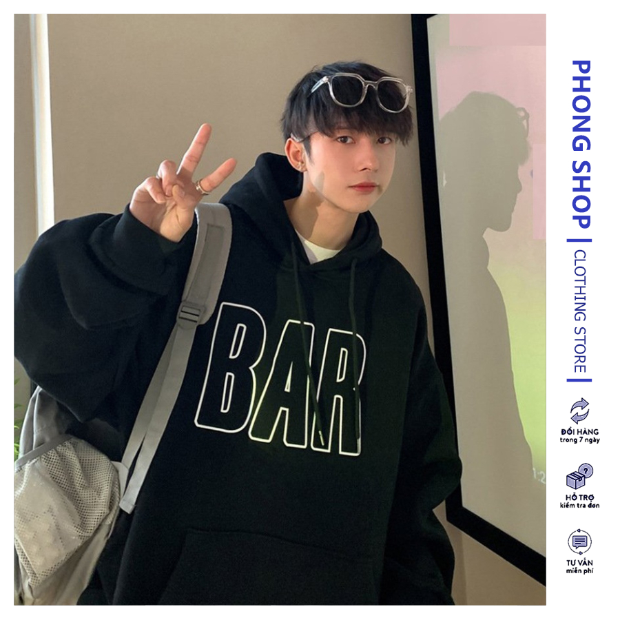 Áo Hoodie Form Rộng PHONG SHOP Bar Nỉ Bông Unisex Local Brand