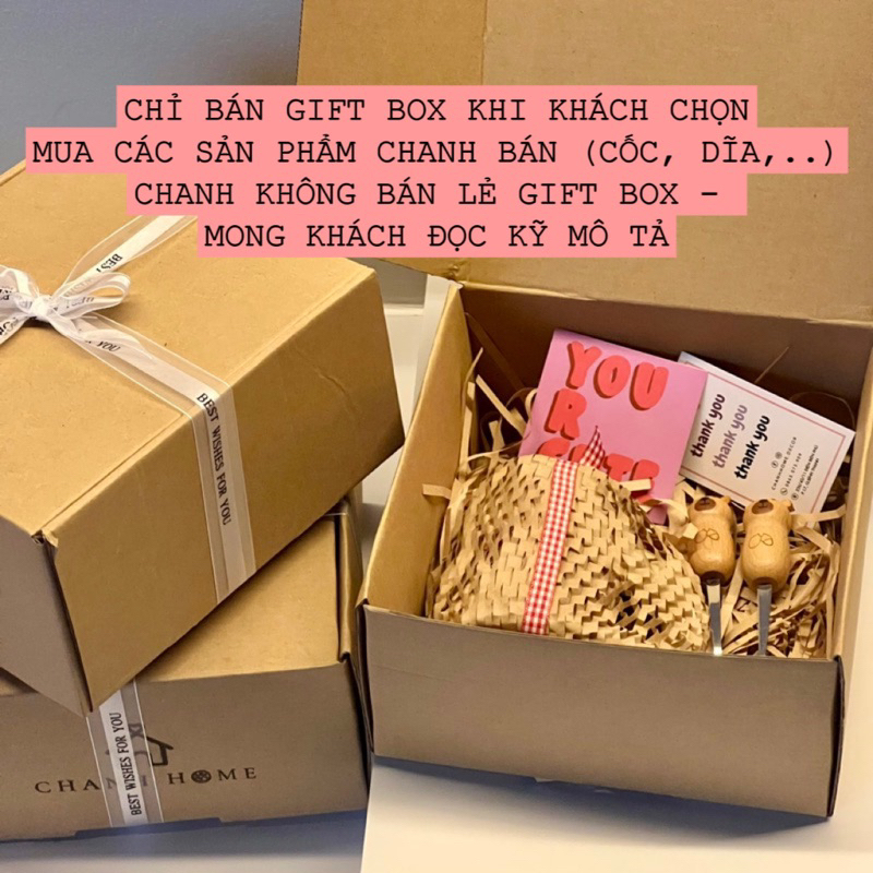 Gift Box KHÔNG BÁN LẺ HỘP - CHỈ BÁN KÈM KHI MUA SẢN PHẨM - Hộp quà tặng sinh nhật kèm Postcard Thiệp Sticker, quà 20/10