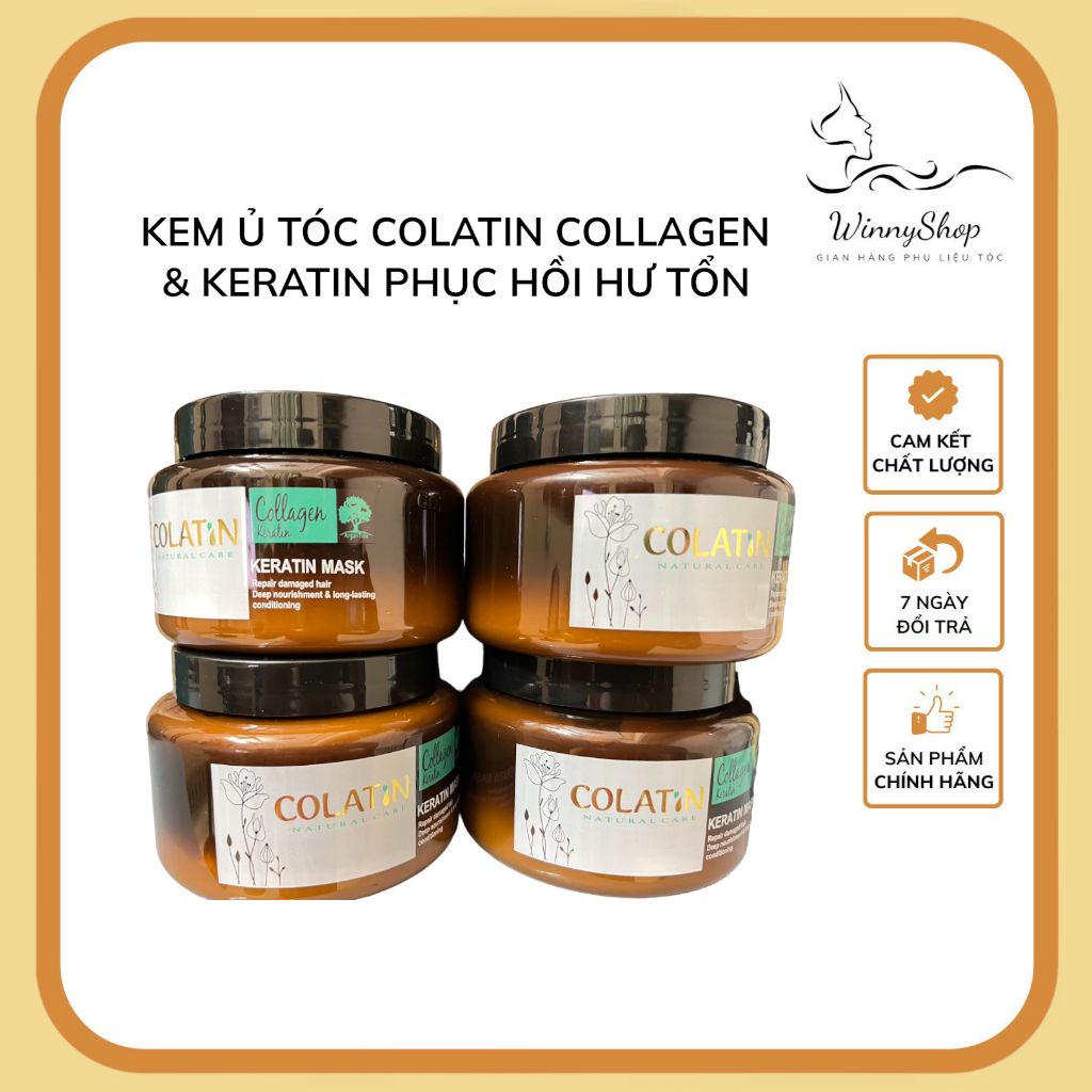 Hấp dầu (Kem ủ tóc) dành cho tóc hư tổn, khô xơ Colatin Collagen Keratin Mask 500ml made in Ý