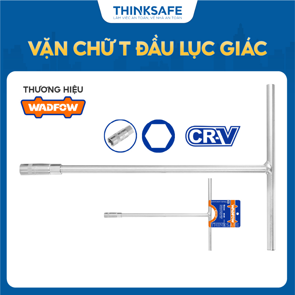 Tay vặn chữ T đầu lục giác Wadfow kích thước từ 8mm đến 19mm chất liệu thép crv bề mặt mạ crom - Thinksafe