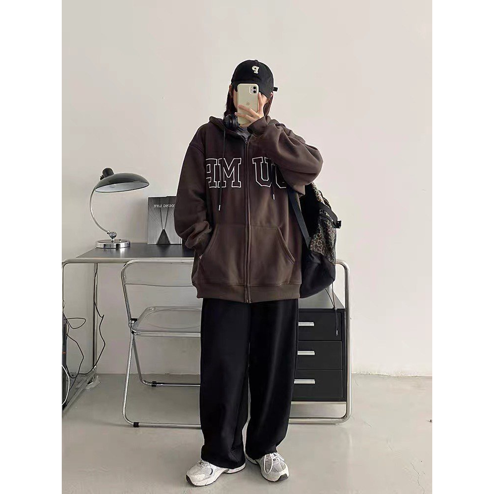 Áo hoodie zip nỉ màu nâu unisex - 247store.vn - AochuJUM.HD66_P13K7