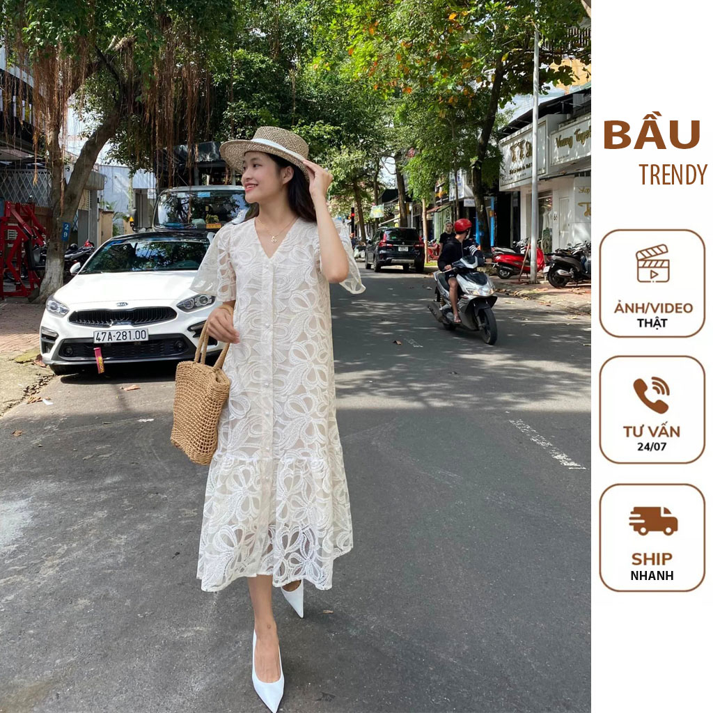 VÁY ĐẦM DỰ TIỆC CÔNG SỞ V83-ĐẦM BẦU THIẾT KẾ BABAYDOL CỔ TIM VẢI REN MỀM ĐẸP 2 LỚP CỰC SANG FRESIZE GIÁ RẺ