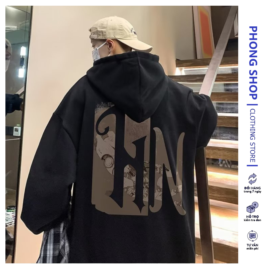 Áo Hoodie Form Rộng PHONG SHOP IN in lưng Nỉ Bông Unisex Local Brand
