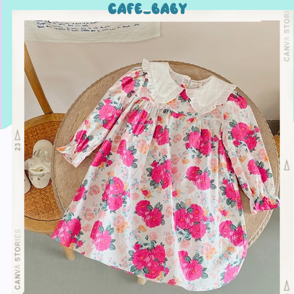 (8-35kg) Váy Đầm Trẻ Em Thiết Kế Công Chúa Hoa 3D Tay Bồng Xoè Xinh Dễ Thương Cho Bé Gái Mùa Hè - CAFE_BABY074
