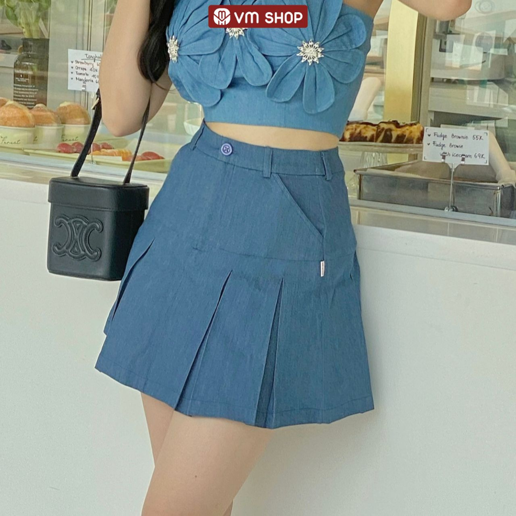 Chân váy xếp ly VM Shop form ngắn dáng xòe lưng cao có túi bên thời trang AM11 CVN00124