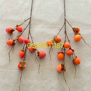 Cành quả hồng giả trang trí nhà cửa, trang trí tết siêu đẹp, cành 8 quả mẫu mới.