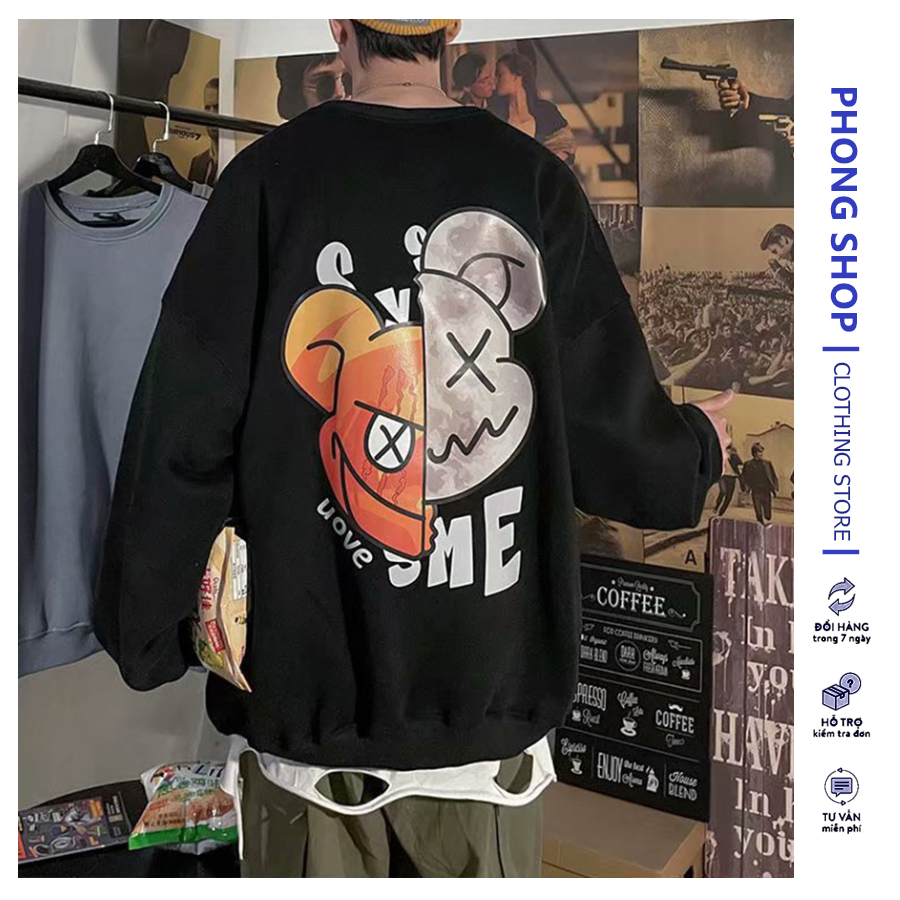 Áo Sweater Form Rộng PHONG SHOP Chuột SME Nỉ Bông Unisex Local Brand
