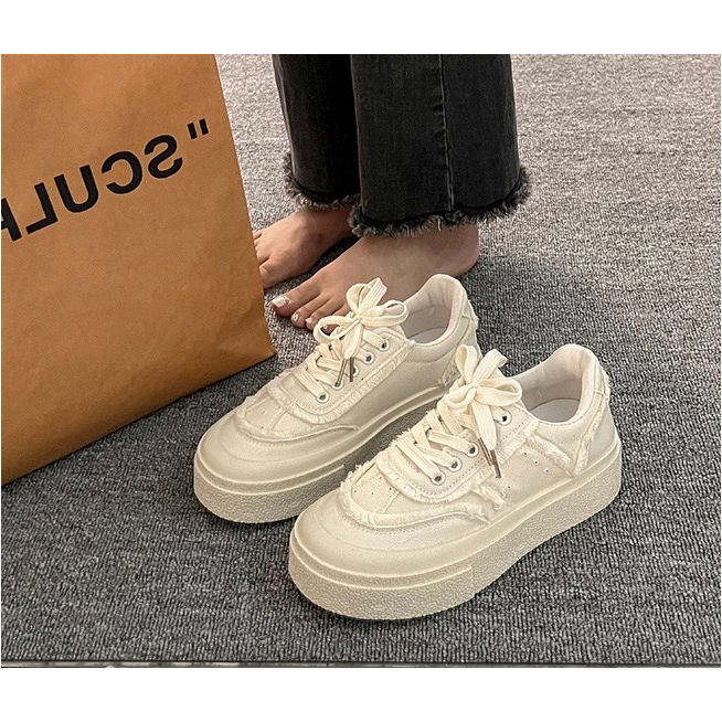 FREE SHIP giày thể thao nữ Ulzzang vải tuarua độn đế 5cm mang êm chân dễ mix đồ