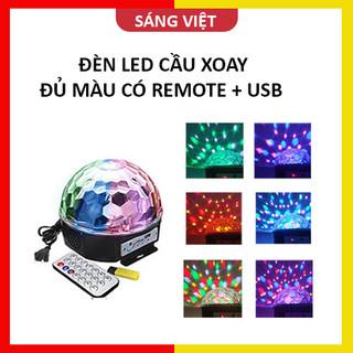 Đèn led xoay cảm ứng pha lê 7 màu có remote bluetooth nháy theo nhạc loa lớn , đèn led thông minh karaoke cầu xoay 7