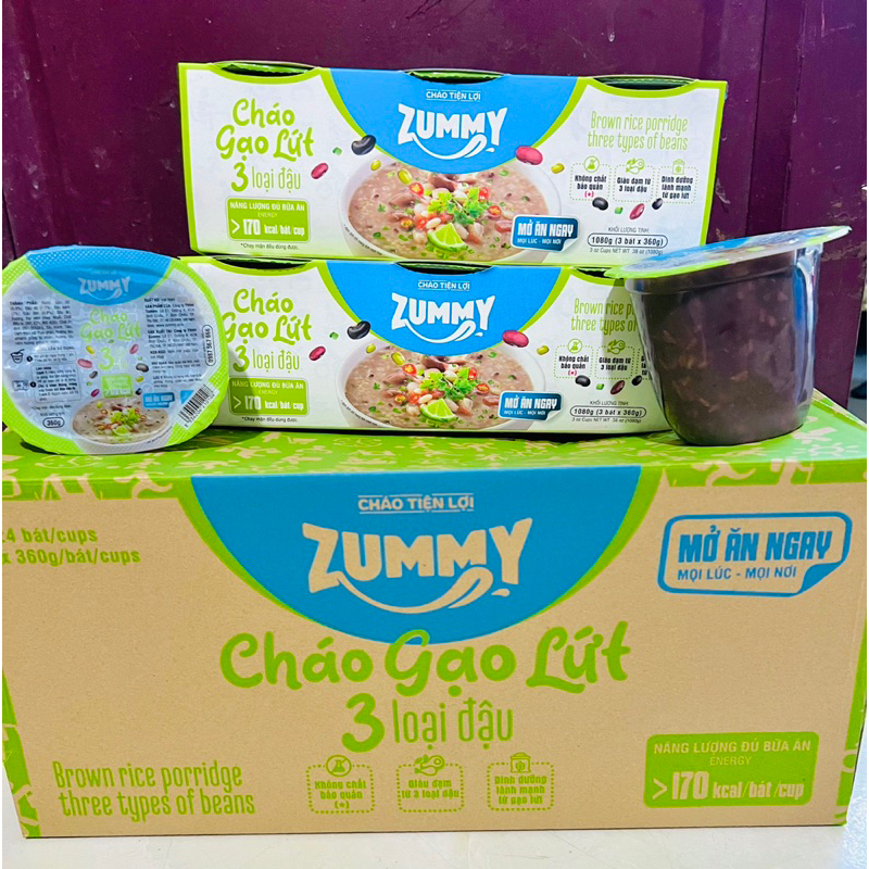 Vi 3 Bát Cháo gạo Lứt 3 loại đậu dành cho người ăn chay