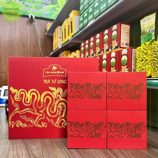 Hộp Trà Tứ Long - Quà Tặng Cao Cấp- Chè Thái Nguyên Chính Hãng Tân Cương Xanh Thương Hiệu Cúp Vàng Uy Tín
