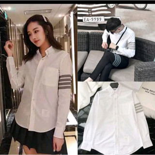 Áo sơ mi nam nữ 4 vạch tay áo sơ mi dài tay