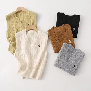 Áo Gile Nữ thêu hình in Ngựa, Áo vest dệt kim cổ chữ V nhiều màu xinh xắn GL2006