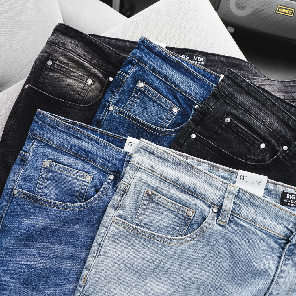 Bigsize -  Quần jean dài trơn tông xanh thời trang bigsize Big Men nam cỡ đại 130kg