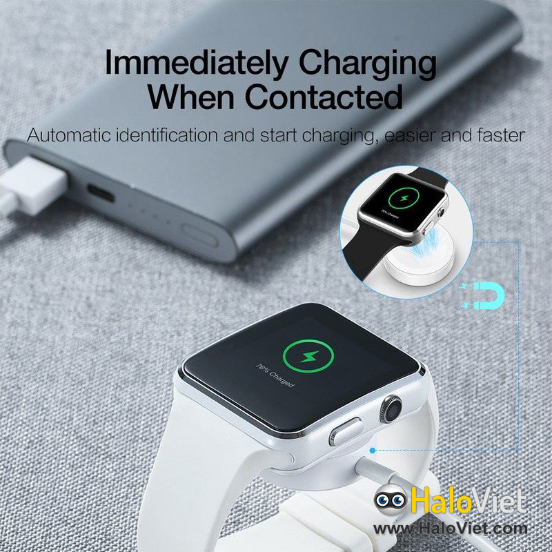 Cáp sạc không dây cho Apple Watch Series 1 2 3 4 5 6 7 8 9 / SE / Ultra / Ultra 2 dài 1m - Hàng Nhập Khẩu