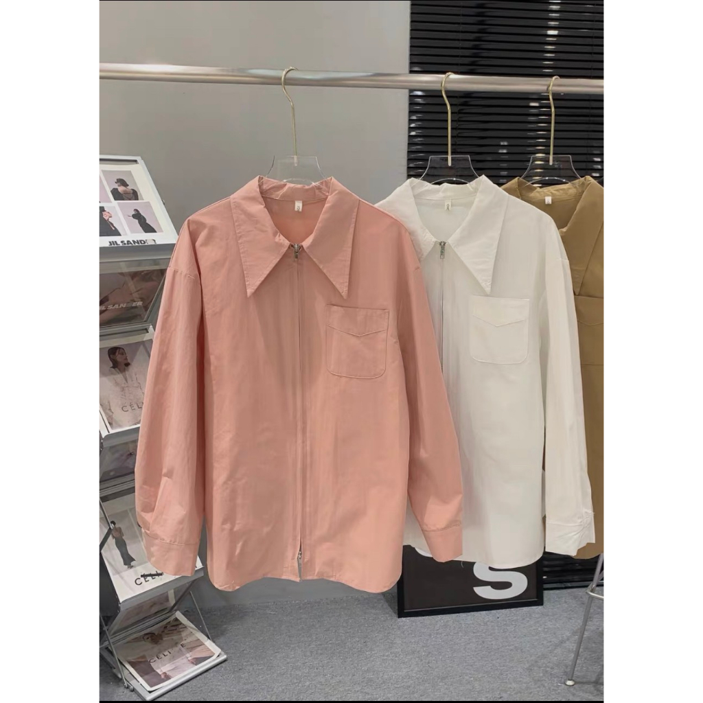 LYRA Áo sơ mi cổ Đức kéo khóa 2 đầu dáng dài chất thô Hàn phong cách trẻ trung, năng động - CSYAS0065