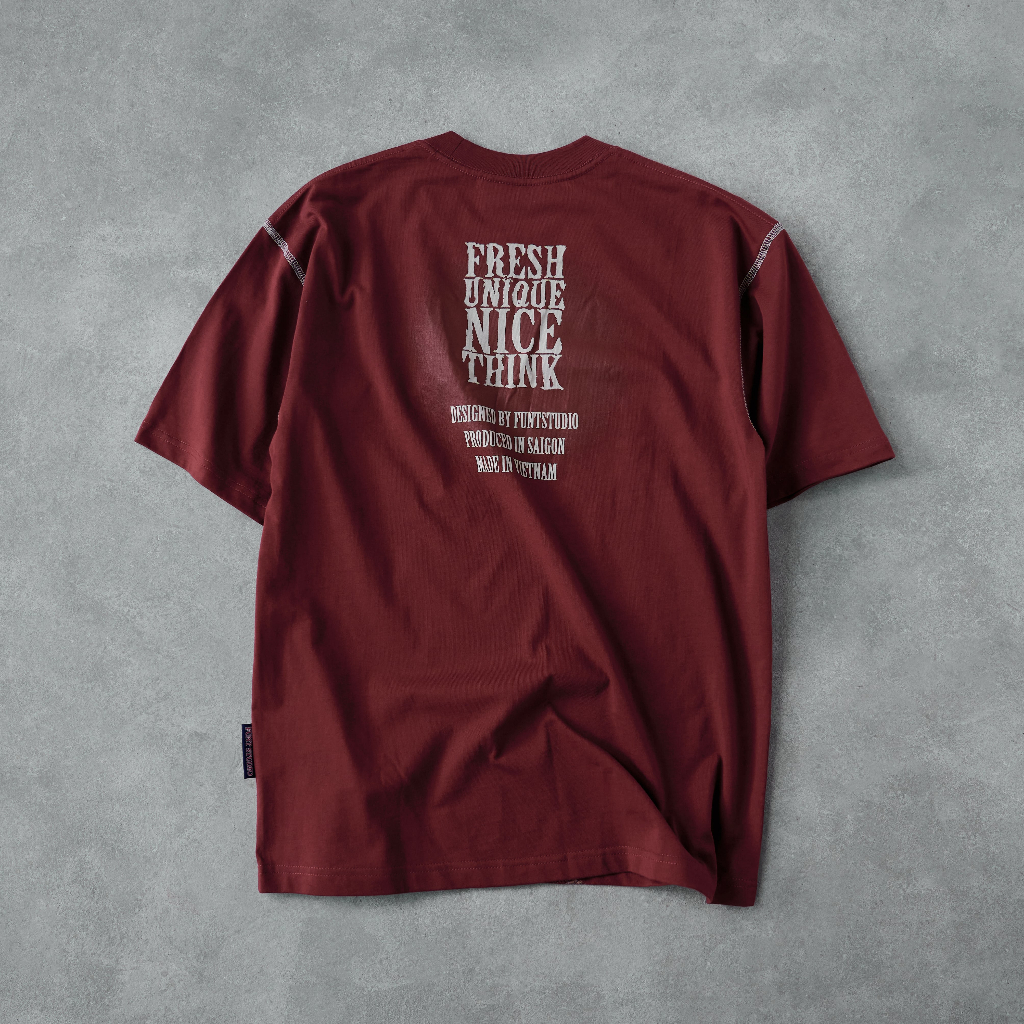 Áo Thun Unisex Tay Lỡ FUNT LIQUID ĐỎ 100% Cotton Thoáng Mát, Co Giãn Tốt