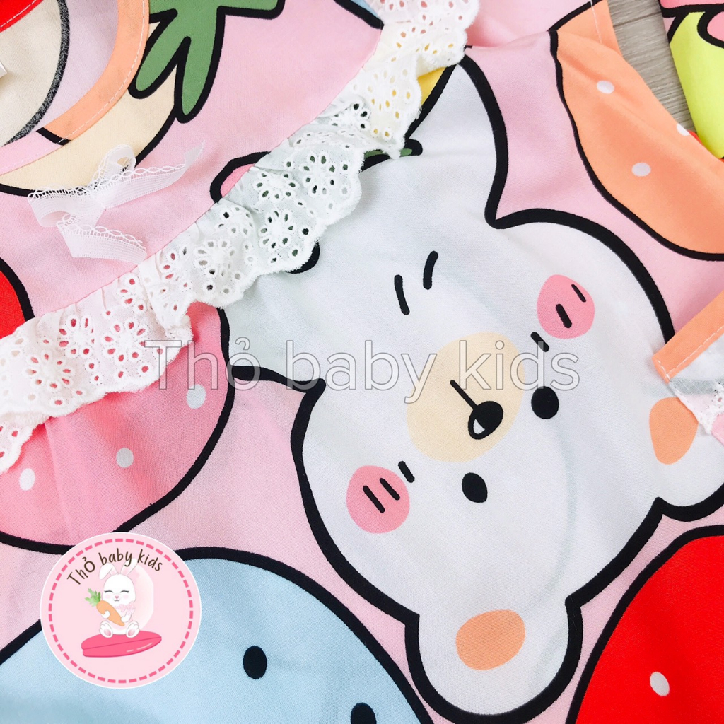 Bộ lanh tay ngắn quần dài bé gái tiểu thư shop thỏ baby kids