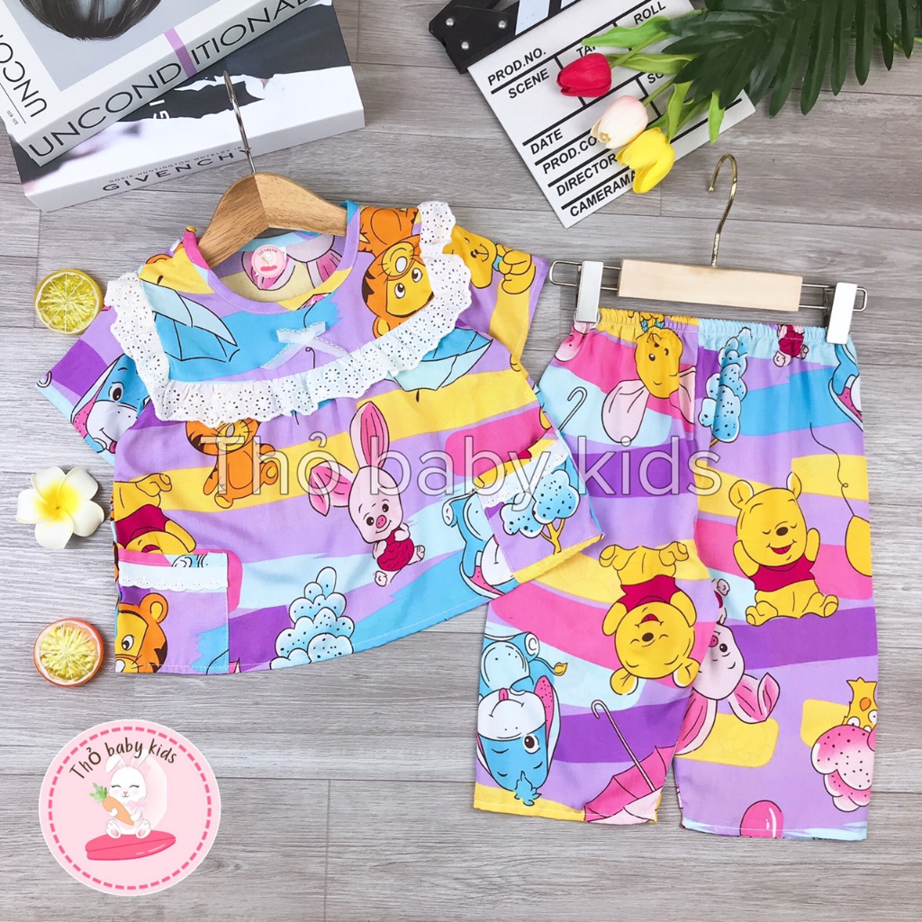 Bộ lanh tay ngắn quần dài bé gái tiểu thư shop thỏ baby kids
