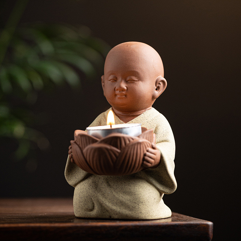 CHÚ TIỂU BÊ NẾN - Tượng Chú Tiểu Bê Nến Cao Cấp Trang Trí Ô Tô Để Bàn , Chú Tiểu mini