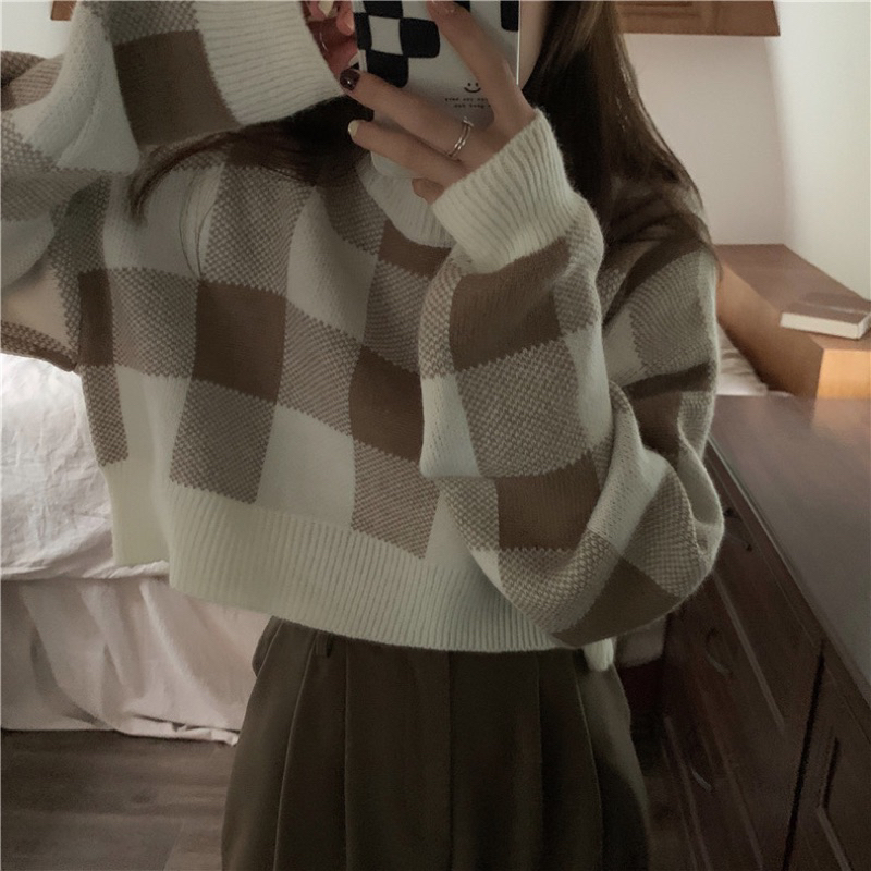 Áo len kẻ crotop 3 màu siu xinh áp mã còn 162k