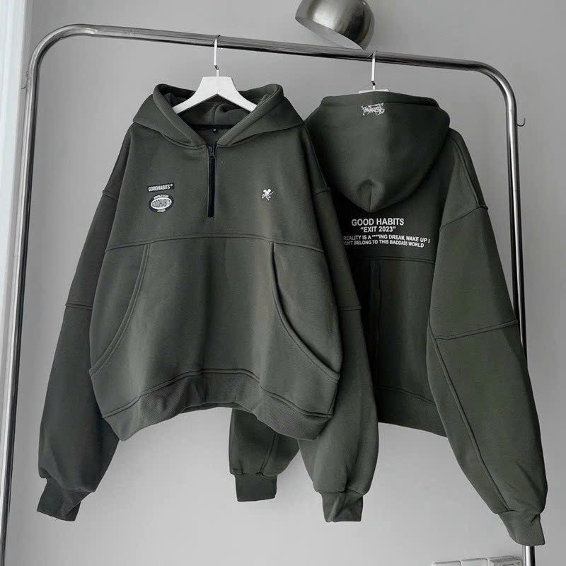 Áo khoác lửng kiểu croptop Nữ có khóa kéo nón lớn 2 lớp logo Good habit xịn sò MCTPcroptop479 479