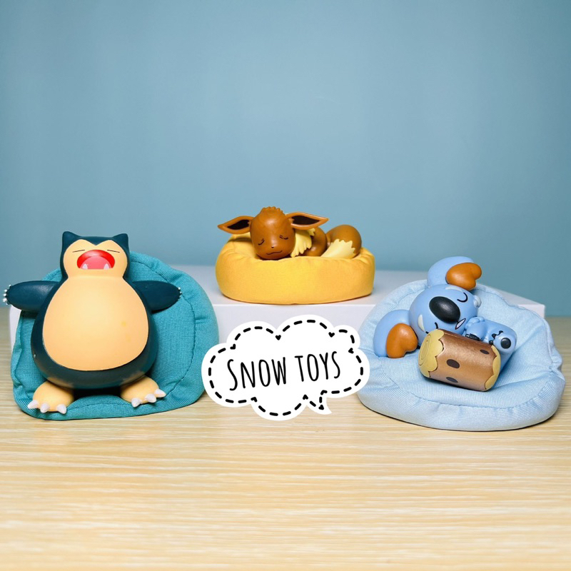 Mô hình Pokemon ngủ - Pikachu Bulbasaur Snorlax Jirachi Eevee Komala ngủ đáng yêu trên gối - Kích thước 9cm