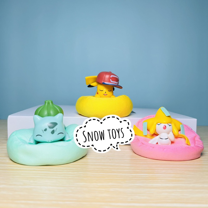 Mô hình Pokemon ngủ - Pikachu Bulbasaur Snorlax Jirachi Eevee Komala ngủ đáng yêu trên gối - Kích thước 9cm