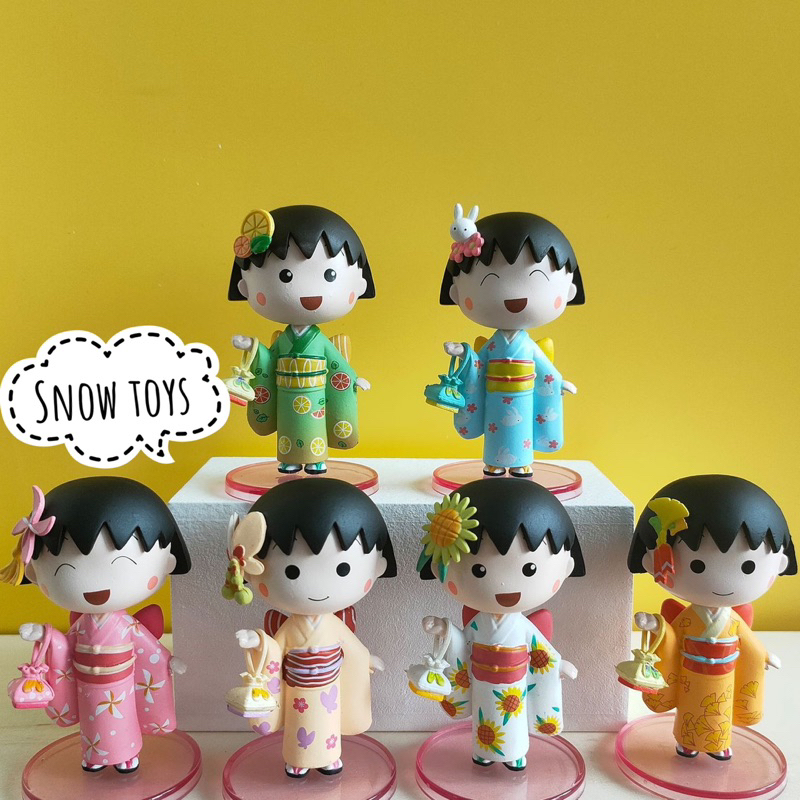 Mô hình Maruko - Nhóc Maruko - Momoko Sakura - Nhân vật Marukochan chibi dễ thương trang phục Kimono - Cao 8cm