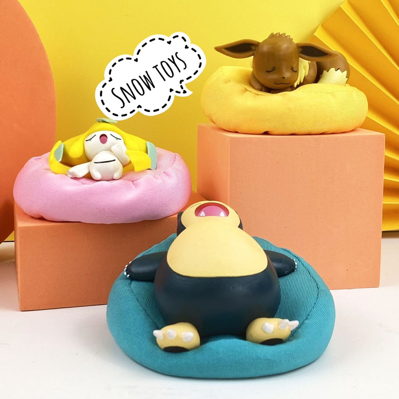 Mô hình Pokemon ngủ - Pikachu Bulbasaur Snorlax Jirachi Eevee Komala ngủ đáng yêu trên gối - Kích thước 9cm