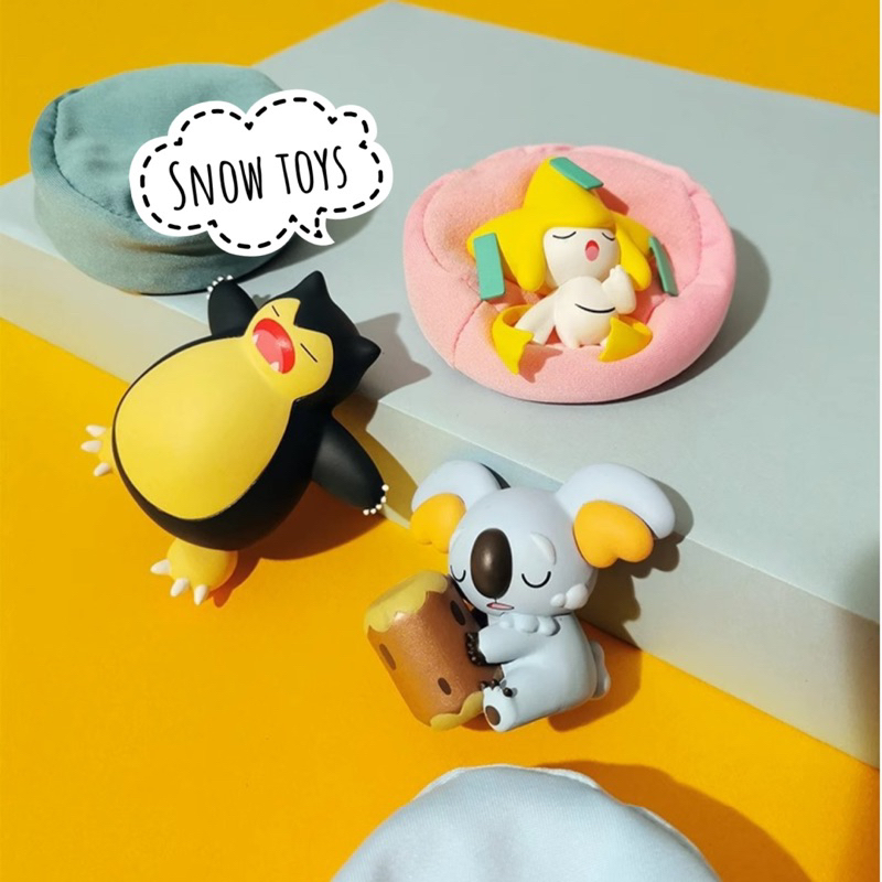 Mô hình Pokemon ngủ - Pikachu Bulbasaur Snorlax Jirachi Eevee Komala ngủ đáng yêu trên gối - Kích thước 9cm