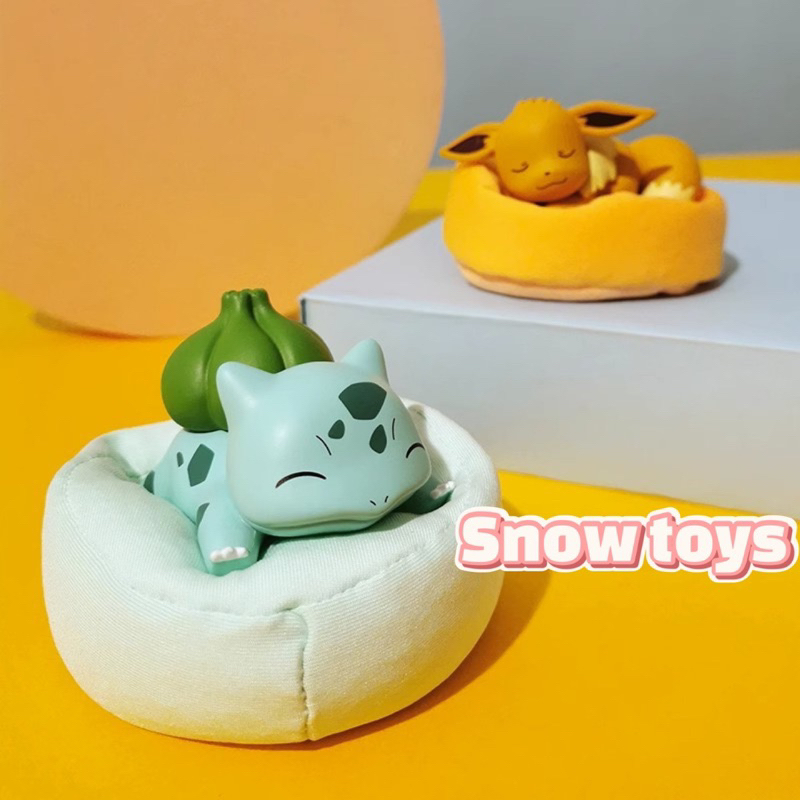 Mô hình Pokemon ngủ - Pikachu Bulbasaur Snorlax Jirachi Eevee Komala ngủ đáng yêu trên gối - Kích thước 9cm